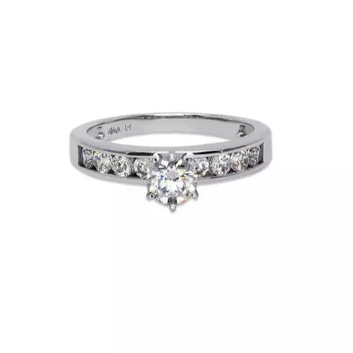 NEW 14K WHITE GOLD LADIES FANCY SOLITAIRE CZ RING (1 of 2)