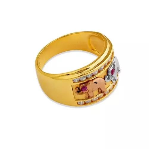 NEW 14K TRI COLOR GOLD LADIES ELEPHANT CZ RING (1 of 2)