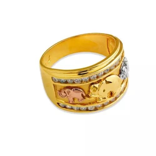 NEW 14K TRI COLOR GOLD LADIES ELEPHANT CZ RING (1 of 2)