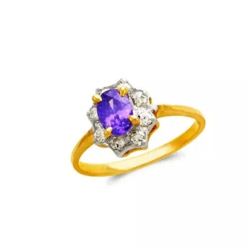 NEW 14K TWO TONE GOLD LADIES FLOWER CZ RING (1 of 2)