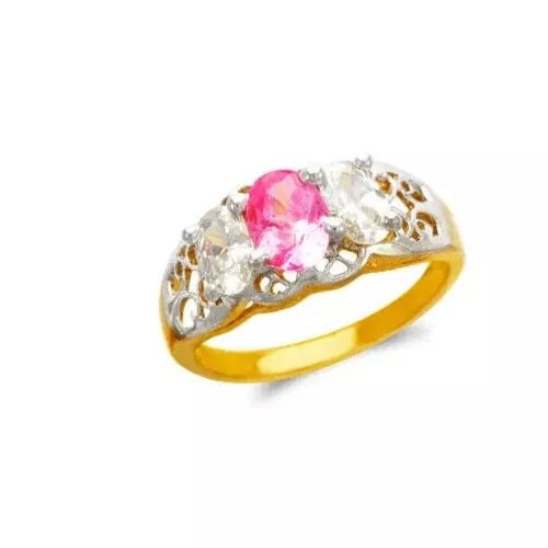 NEW 14K TWO TONE GOLD LADIES CZ RING (1 of 2)
