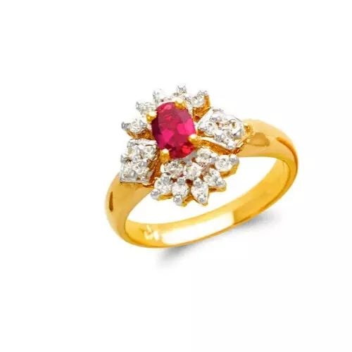 NEW 14K TWO TONE GOLD LADIES FLOWER CZ RING (1 of 2)