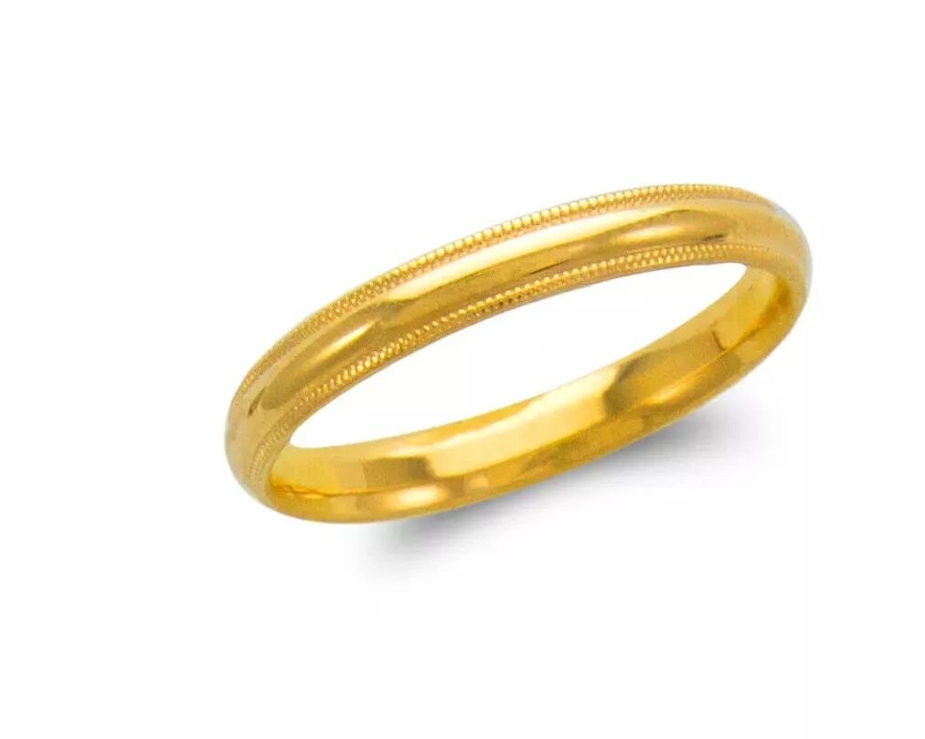 NEW 14K YELLOW GOLD MILLIGRAIN WEDDING BAND 3mm COMFORT FIT ALL SIZES (1 of 2)