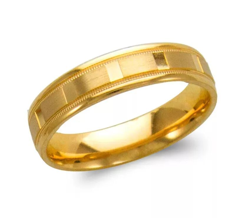 NEW 14K YELLOW GOLD WEDDING BAND 5mm COMFORT FIT ALL SIZES (1 of 2)