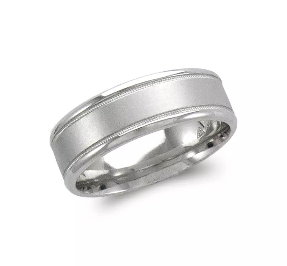 NEW 14K WHITE GOLD DESIGN WEDDING BAND 7mm COMFORT FIT ALL SIZES (1 of 2)