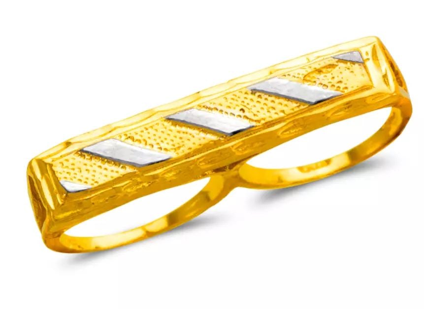 NEW 14K TWO TONE GOLD KIDS TWO FINGER RING (1 of 2)