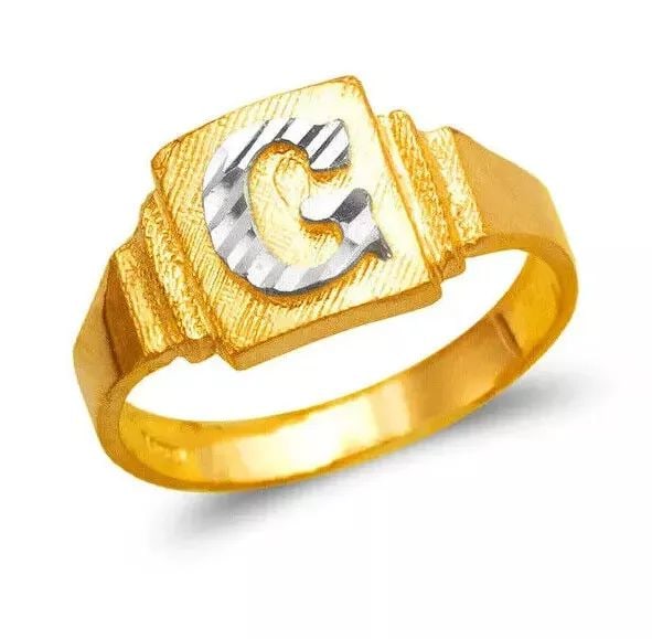NEW 14K TWO TONE GOLD BABIES INITIAL RING (1 of 2)