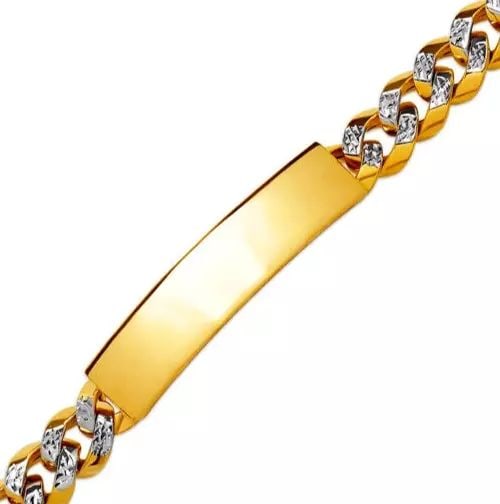 NEW 14K WHITE PAVE GOLD HOLLOW CURB WHITE PAVE BRACELET 14K White Pave Gold Approx. 100 Gauge (10mm (1 of 2)