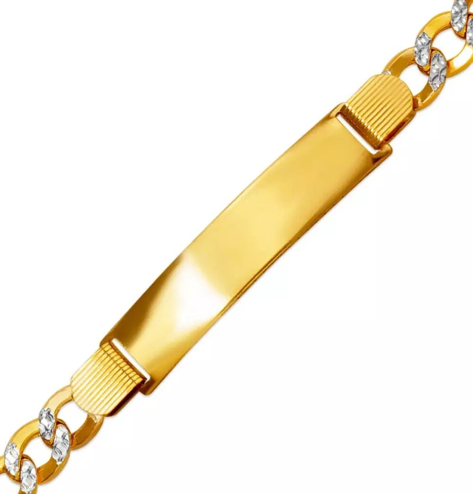 NEW 14K WHITE PAVE GOLD HOLLOW CURB PAVE ID BRACELET 14K White Pave Gold Approx. 180 Gauge (10.0mm (1 of 2)