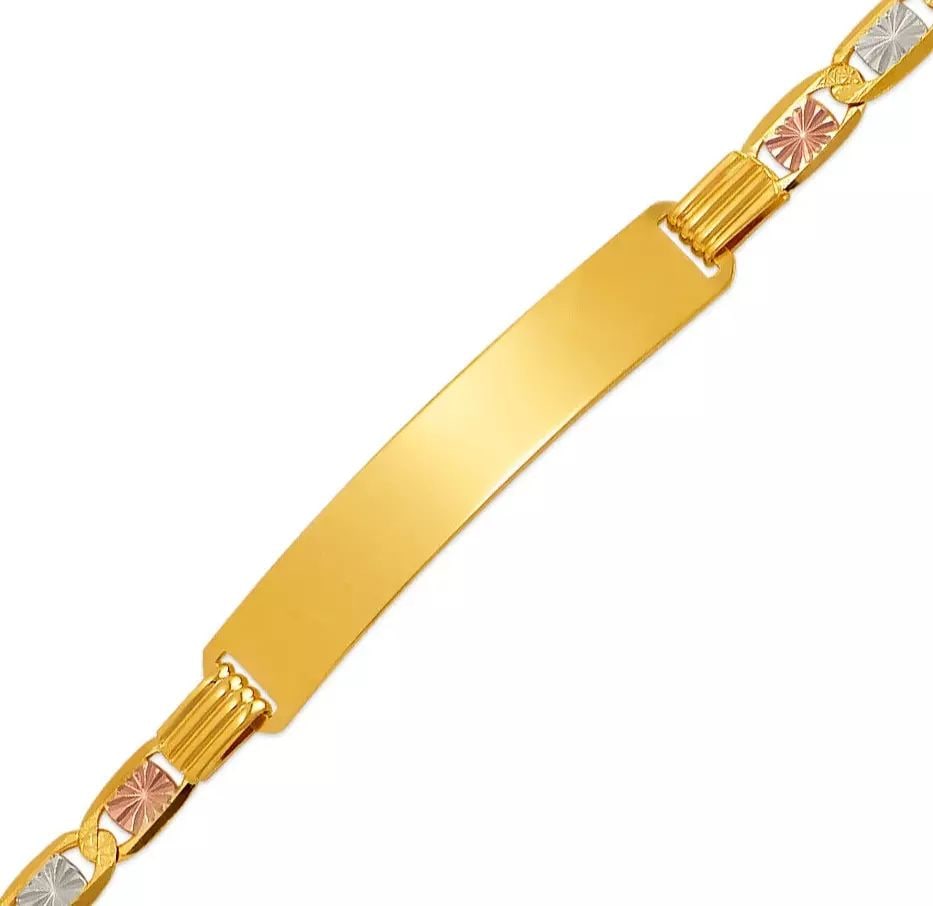 NEW 14K TRI COLOR GOLD VALENTINO ID BRACELET 14K Tricolor Gold Approx. 100 Gauge (ID: 6.5mm, (1 of 2)