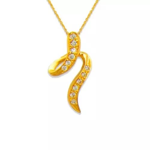 NEW 14K YELLOW GOLD SWIRLY CZ PENDANT 14K Yellow Gold Approx. 12x23mm High Polished/Cubic Zirconia (1 of 2)