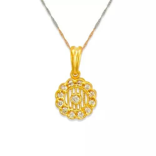 NEW 14K YELLOW GOLD FLOWER CZ PENDANT 14K Yellow Gold Approx. 11mm High Polished/Cubic Zirconia (1 of 2)