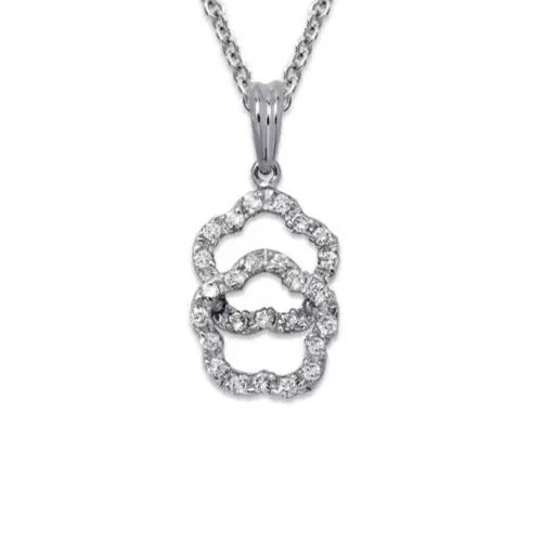 NEW 14K WHITE GOLD LAYERED FLOWER CZ PENDANT 14K White Gold Approx. 13x17mm High Polished/Cubic (1 of 2)