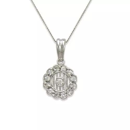 NEW 14K WHITE GOLD FLOWER CZ PENDANT 14K White Gold Approx. 11mm High Polished/Cubic Zirconia (1 of 2)