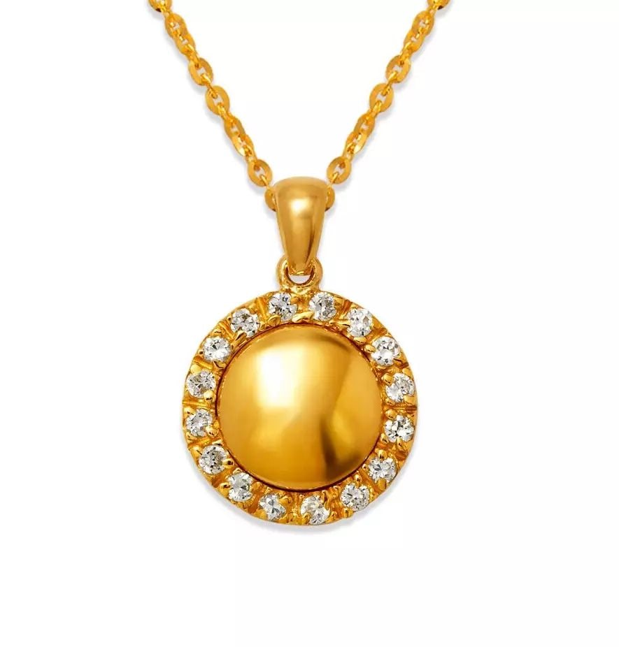 NEW 14K YELLOW GOLD CIRCLE CZ PENDANT 14K Yellow Gold Approx. 13mm High Polished/Cubic Zirconia (1 of 2)