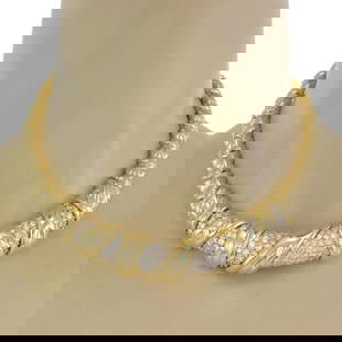 JOSE HESS DIAMOND NECKLACE 18K YELLOW GOLD GRADUATED COLLAR: JOSE HESS DIAMOND NECKLACE 18K YELLOW GOLD GRADUATED COLLAR Jose Hess Diamond 18k Yellow Gold Graduated Collar Necklace Description This fabulous authentic necklace is by designer Jose Hess, it is cra
