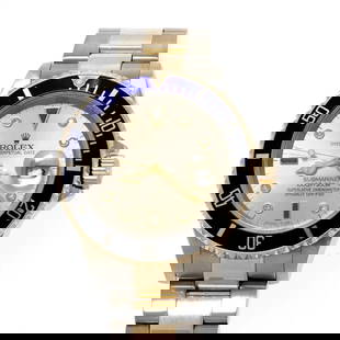 ROLEX SUBMARINER DIAMOND DATE STEEL 18K GOLD MEN'S WATCH 16613: ROLEX SUBMARINER DIAMOND DATE STEEL 18K GOLD MEN'S WATCH 16613 Rolex Submariner Diamond Date Steel 18k Gold Men's Watch 16613 Description This is an elite luxury and automatic men's wrist watch from R