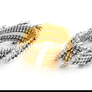 TIFFANY & CO. SCHLUMBERGER DIAMOND RING 18K GOLD PLATINUM 5 ROWS BAND: TIFFANY & CO. SCHLUMBERGER DIAMOND RING 18K GOLD PLATINUM 5 ROWS BAND Tiffany & Co. Schlumberger Diamond 18k Gold Platinum 5 Rows Band Ring Description This is an authentic Jean Schlumberger's renditi