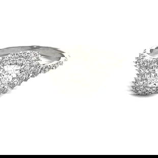 TIFFANY & CO. SOLESTE DIAMOND ENGAGEMENT RING PLATINUM HALO BOX PAPER $9950: TIFFANY & CO. SOLESTE DIAMOND ENGAGEMENT RING PLATINUM HALO BOX PAPER $9950 This stunning authentic engagement ring is by Tiffany & Co. from the Soleste Collection. It is classically elegant with a cu
