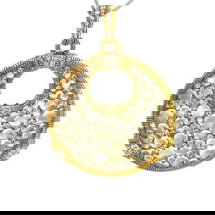 JUDITH RIPKA AURORA PENDANT DIAMOND 18K GOLD MOONSTONE CLIP ON: JUDITH RIPKA AURORA PENDANT DIAMOND 18K GOLD MOONSTONE CLIP ON This is a Judith Ripka Aurora pendant featuring a round-cut diamonds and other white gemstones set in 18k yellow gold. The pendant also i