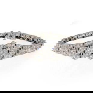 ART DECO DIAMOND PLATINUM BRACELET TAPERED MILGRAIN DESIGN 3.10 CARATS: ART DECO DIAMOND PLATINUM BRACELET TAPERED MILGRAIN DESIGN 3.10 CARATS Art Deco 3.10 Carats Diamond Platinum Milgrain Design Tapered Bracelet Description This sparkling and lovely Art Deco bracelet is