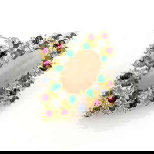 ESTATE 12.20CT DIAMOND & GEMS 18K GOLD LARGE FLORAL PENDANT BROOCH: ESTATE 12.20CT DIAMOND & GEMS 18K GOLD LARGE FLORAL PENDANT BROOCH Estate 12.20ct Diamond & Gems 18k Gold Large Floral Pendant Brooch Description This is a work of art! A stunning Estate brooch and pe