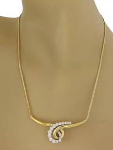 JOSE HESS DIAMOND NECKLACE 18K YELLOW GOLD WIDE LOOP PENDANT: JOSE HESS DIAMOND NECKLACE 18K YELLOW GOLD WIDE LOOP PENDANT Jose Hess Diamond 18k Yellow Gold Wide Loop Pendant Necklace Description This lovely authentic necklace is by designer Jose Hess, it is cra