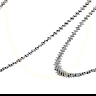 CHIAMPESAN SAPPHIRE 18K WHITE GOLD FANCY LINK NECKLACE: CHIAMPESAN SAPPHIRE 18K WHITE GOLD FANCY LINK NECKLACE Chiampesan Sapphire 18k White Gold Fancy Link Necklace Description This elegant designer signed 5mm thick necklace is from Chiampesan, crafted fr