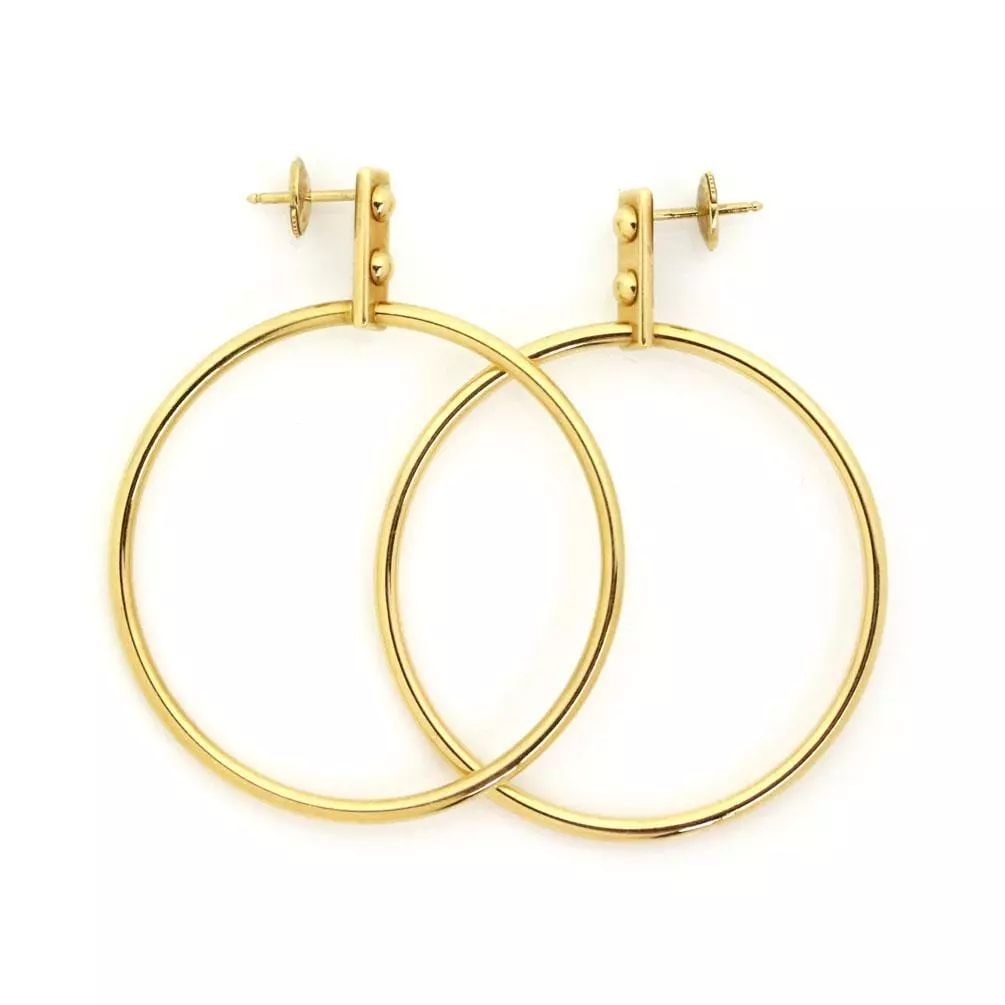 LOUIS VUITTON 18K YELLOW GOLD LARGE FANCY HOOP EARRINGS (1 of 2)