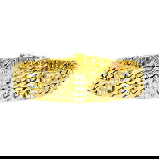 VAN CLEEF & ARPELS DIAMOND BRACELET CURB LINK 18K GOLD VINTAGE ESTATE JEWELRY: VAN CLEEF & ARPELS 18 karat Yellow Gold Diamond Bracelet A Van Cleef & Arpels diamond bracelet with a curb link design, crafted of 18k gold. This VCA bracelet is a refined take on the classic curb lin