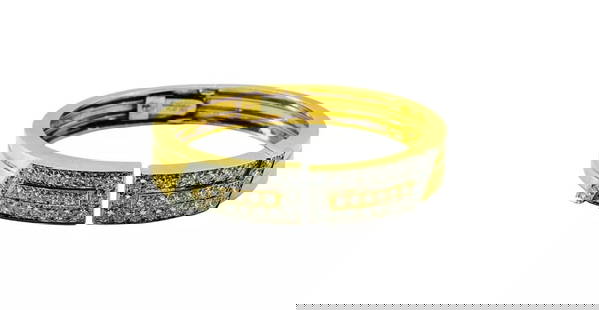 DAVID WEBB GOLD BRACELET PLATINUM DIAMOND BANGLE: DAVID WEBB GOLD BRACELET PLATINUM DIAMOND BANGLE DAVID WEBB GOLD BRACELET PLATINUM DIAMOND BANGLE DESIGNER: David Webb CIRCA: 1980’s MATERIALS: 18k Yellow Gold, Platinum GEMSTONE: 3.6 cts Round Bril