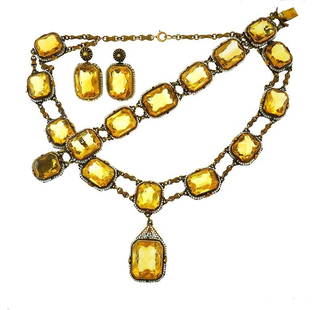 VICTORIAN 14K YELLOW GOLD NECKLACE EARRINGS BRACELET SET CITRINE SEED PEARL: VICTORIAN 14K YELLOW GOLD NECKLACE EARRINGS BRACELET SET CITRINE SEED PEARL Victorian Citrine Seed Pearl 14 karat Yellow Gold Necklace Bracelet Earrings Set Beautiful Victorian set made of 14 karat (s