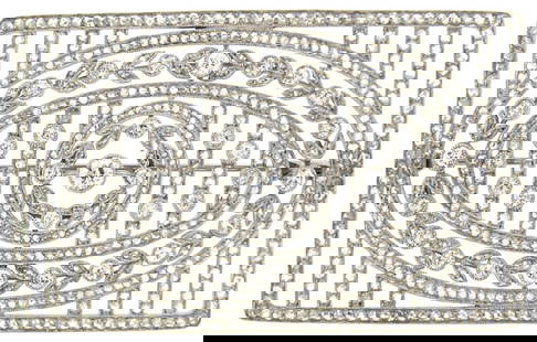 EDWARDIAN DIAMOND PLATINUM BROOCH PIN OPEN-WORK 1910S 3.47 CTS: EDWARDIAN DIAMOND PLATINUM BROOCH PIN OPEN-WORK 1910S 3.47 CTS Edwardian (c. 1910’s) Diamond & Platinum Open-work Brooch This stunning antique brooch is one-of-a-kind piece and now you have a chance