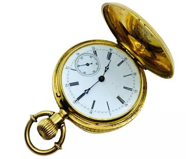 BREITLING LAEDERICH ANTIQUE POCKET WATCH 18K GOLD ENAMEL: BREITLING LAEDERICH ANTIQUE POCKET WATCH 18K GOLD ENAMEL DESIGNER: Breitling CIRCA: 1877 MATERIALS: 18k Yellow Gold GEMSTONE: Enamel WEIGHT: 47.6 grams MEASUREMENTS: Diameter - 1 1/2" HALLMARKS: Breit