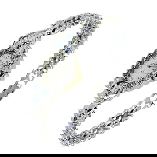 HAMILTON WATCH RETRO LADIES WRISTWATCH DIAMOND 14K WHITE GOLD: HAMILTON WATCH RETRO LADIES WRISTWATCH DIAMOND 14K WHITE GOLD Product details: DESIGNER: Hamilton CIRCA: Mid-20th Century MATERIALS: 14k Gold GEMSTONE: Diamond WEIGHT: 20.8 Grams MEASUREMENTS: 7" x 1/