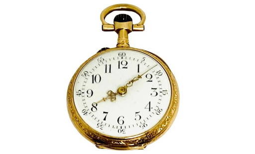 JAEGER-LECOULTRE PENDANT POCKET WATCH 14K GOLD ANTIQUE: JAEGER-LECOULTRE PENDANT POCKET WATCH 14K GOLD ANTIQUE DESIGNER: Jaeger-LeCoultre CIRCA: Early 20th Century MATERIALS: 14k Yellow Gold, Enamel GEMSTONE: Diamond WEIGHT: 21.2 grams MEASUREMENTS: Diamet