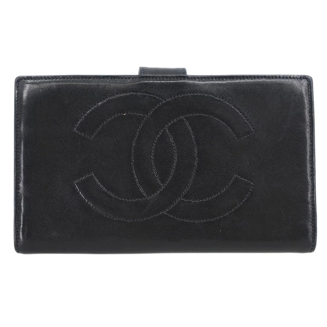 CHANEL BLACK LAMBSKIN LONG WALLET (1 of 2)