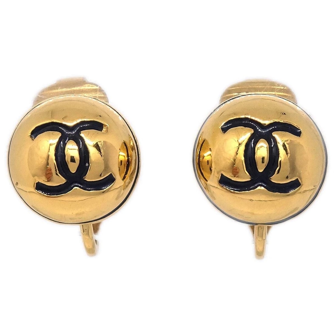 CHANEL BUTTON EARRINGS CLIP-ON GOLD (1 of 2)
