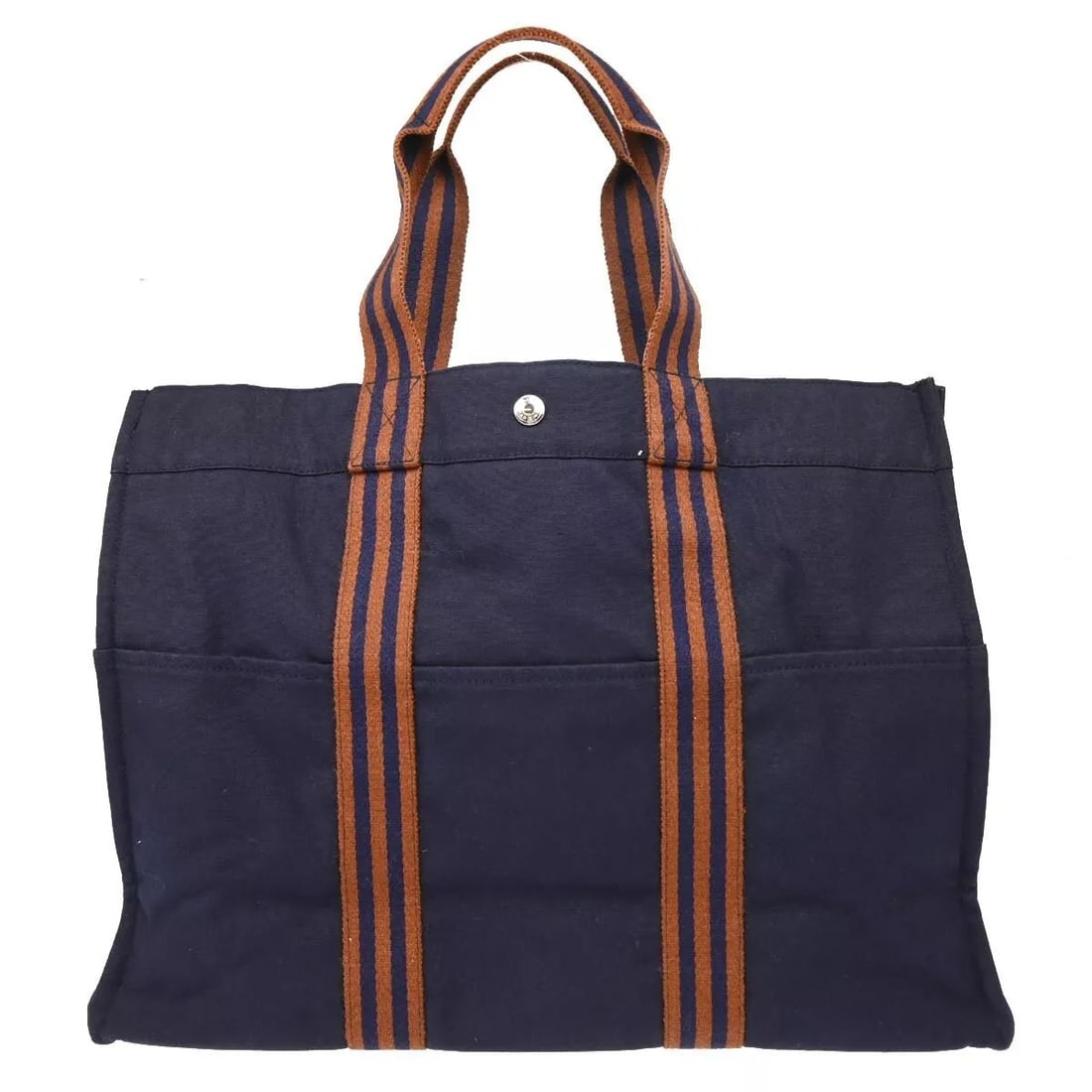 HERMES NAVY CANVAS FOURRE TOUT GM TOTE HANDBAG (1 of 2)