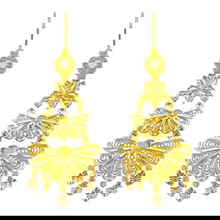 14K TRI COLOR GOLD DROP DANGLE CHANDELIER CZ EARRINGS: NEW 14K TRI COLOR GOLD EARRINGSNew 14K Tri color Gold EarringsMeasures: 63mm Long X 26" WideSet with CZDiamond cut earrings have a polished finish Hook backingsStamp: 14kAvg Weight: 10.4g
