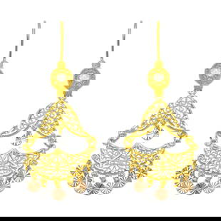 14K TRI COLOR GOLD DROP DANGLE CHANDELIER CZ EARRINGS: NEW 14K TRI COLOR GOLD EARRINGSNew 14K Tri color Gold EarringsMeasures: 50mm Long X 24" WideSet with CZDiamond cut earrings have a polished finish Hook backingsStamp: 14kAvg Weight: 6.6g