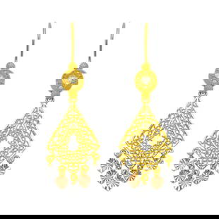 14K TRI COLOR GOLD DROP DANGLE CHANDELIER CZ EARRINGS: NEW 14K TRI COLOR GOLD EARRINGSNew 14K Tri color Gold EarringsMeasures: 47mm Long X 17" WideSet with CZDiamond cut earrings have a polished finish Hook backingsStamp: 14kAvg Weight: 5.8g