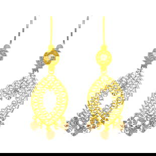 14K TRI COLOR GOLD DROP DANGLE CHANDELIER CZ EARRINGS: NEW 14K TRI COLOR GOLD EARRINGSNew 14K Tri color Gold EarringsMeasures: 47mm Long X 17" WideSet with CZDiamond cut earrings have a polished finish Hook backingsStamp: 14kAvg Weight: 5.8g