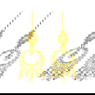 14K TRI COLOR GOLD DROP DANGLE CHANDELIER CZ EARRINGS: NEW 14K TRI COLOR GOLD EARRINGSNew 14K Tri color Gold EarringsMeasures: 40mm Long X 17" WideSet with CZDiamond cut earrings have a polished finish Hook backingsStamp: 14kAvg Weight: 5.7g