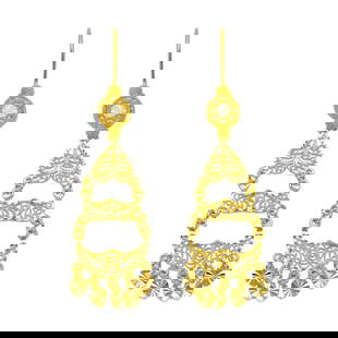 NEW 14K YELLOW GOLD DROP DANGLE CHANDELIER CZ EARRINGS: NEW 14K YELLOW GOLD EARRINGSNew 14K Yellow Gold EarringsMeasures: 54mm Long X 17" WideSet with CZDiamond cut earrings have a polished finish Hook backingsStamp: 14kAvg Weight: 6.5g