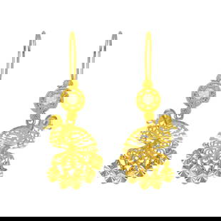 14K YELLOW GOLD DROP DANGLE CHANDELIER CZ EARRINGS BIRD: NEW 14K YELLOW GOLD EARRINGSNew 14K Yellow Gold EarringsMeasures: 34mm Long x 15" WideSet with CZDiamond cut earrings have a polished finish Hook backingsStamp: 14kAvg Weight: 5g