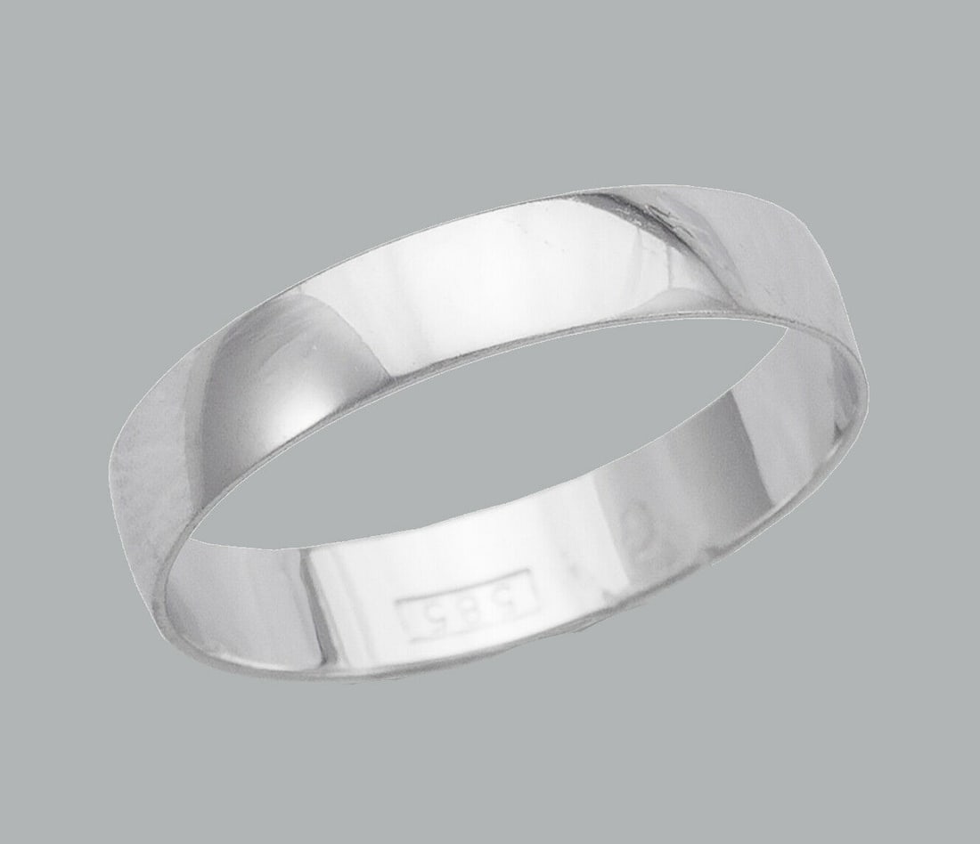 14K WHITE GOLD WEDDING BAND RING FLAT FIT 4mm SIZE 10 (1 of 1)