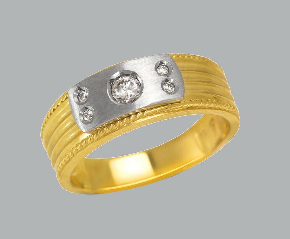 NEW 14K TWO TONE GOLD LADIES FANCY CZ RING BAND (1 of 1)