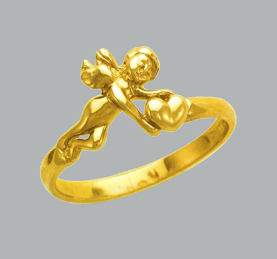 NEW 14K YELLOW GOLD LADIES RING ANGEL HEART (1 of 1)