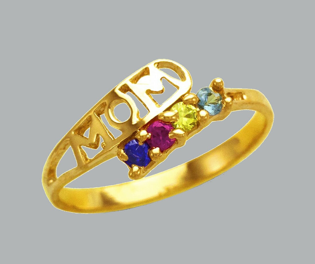 NEW 14K YELLOW GOLD LADIES CZ RING MOM (1 of 1)
